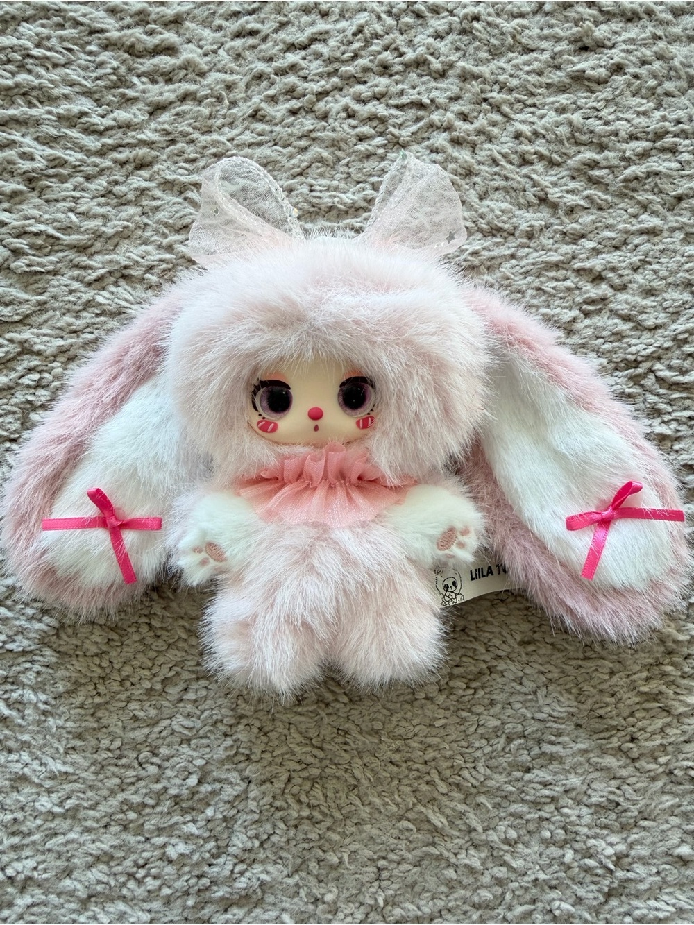 Liila Rainbow Candy Bunny Light Pink plush doll keychain